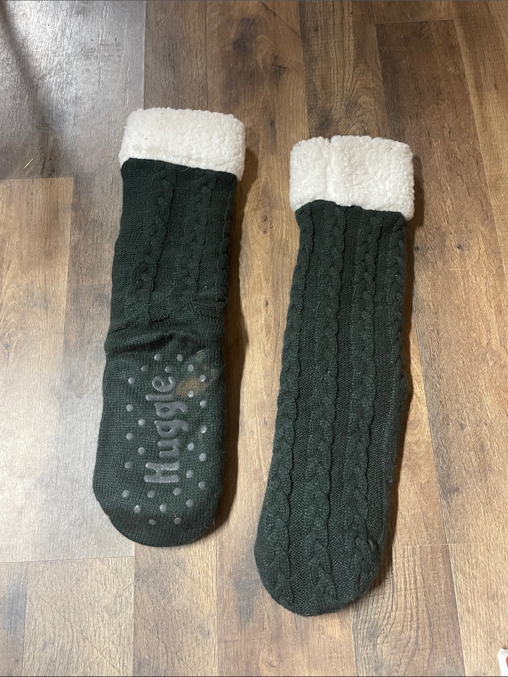 Cozy Dark Green Sherpa-Lined Slipper Socks